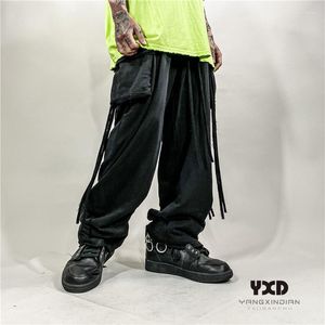 Pantalons pour hommes coton ruban Cargo Streetwear Hip Hop hommes mode Joggers Sport ample décontracté pantalon large