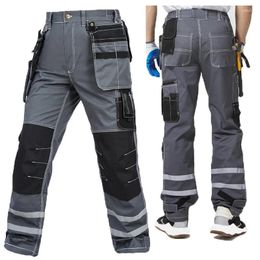 Pantalons pour hommes pantalons de travail en coton multi-poches résistant à l'usure Cargo électrique travail réparateur haute visibilité sécurité