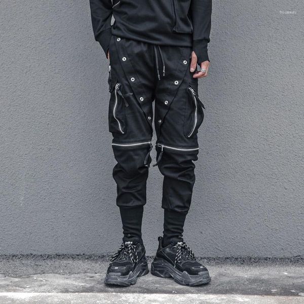 Pantalons pour hommes Pantalons cargo foncés Hommes détachables Genou Zipper Crayon lâche Streetwear Techwear Harem Hommes