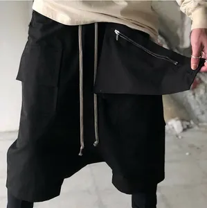 Pantalones de hombre Diseño de bolsillo de tela oscura para vestimenta de trabajo 5/4 Baggy Harun