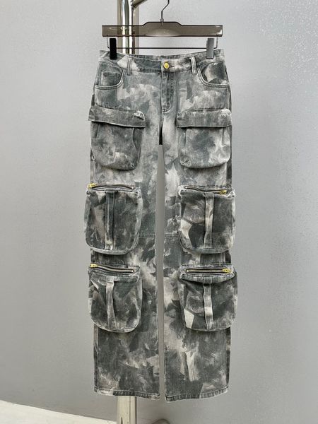 Pantalons pour hommes DEAT Fashion Jeans de camouflage pour femmes taille haute multi-poches en vrac Spice Girl Street Denim Cargo Pants Spring 17A3603H 230705