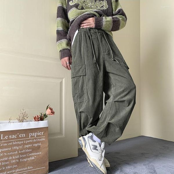 Pantalones de hombres profundos ciudades de calle japonesa carga de pana para hombres pantalones holgados holgados de hop hip hip hop hop style de estilo coreano