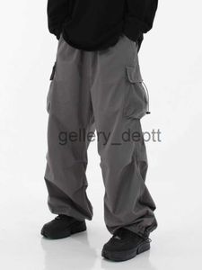 Pantalon homme Deeptown Y2K Baggy Cargo Pantalon pour hommes Rouge Noir Gris Pantalon droit Mâle Vintage Hip Hop Streetwear Style classique Automne J230922
