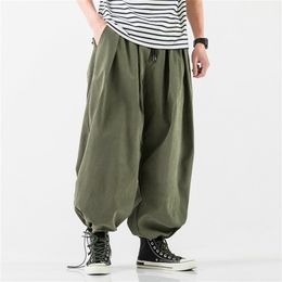 Herenbroek Design Drawtring Harem baggy joggen Japanse mannen Kruis Wijd been mannelijke casual losse broek 220922