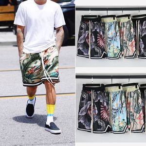 Nieuwe High Street Hip Hop Hipster Bieber Hawaiiaanse strandbroek Hip Hop Vacation Loose Shift Floral Shorts J240506