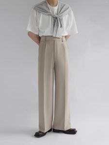 Pantalon pour hommes Design Sense Of Advanced Casual Non-repassage Taille haute Jambe large Taille personnalisée Abricot