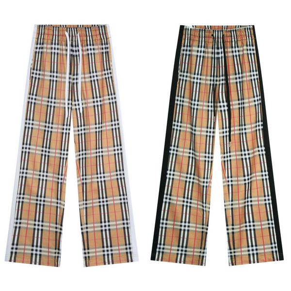 Diseñador de pantalones para hombre Pantalón clásico a cuadros a rayas blancas y negras con colores contrastantes en ambos lados 0CLT