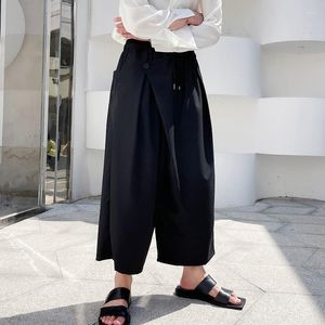 Herenbroeken Ontwerperstijl Schuine Flap Onregelmatige Wijde pijpen Mannen #39;s Fat-leg Casual Losse Big-legged Broek Culottes