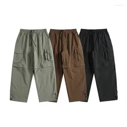 Pantalones para hombres piernas desmontables hombres japón streetwear coreano Cityboy Fashion Loose informal de carga al aire libre pantalones holgados de piernas anchas