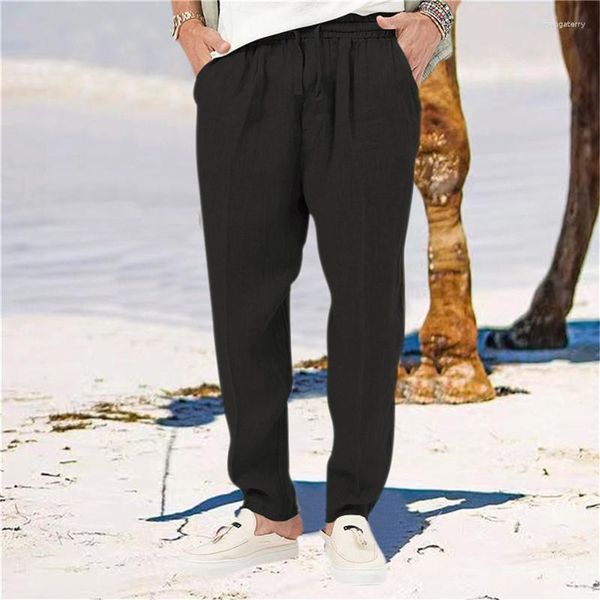 Pantalones para hombres Dihope Summer Algodón y pantalones de lino Moda Capri Capri Capri Capri Capri