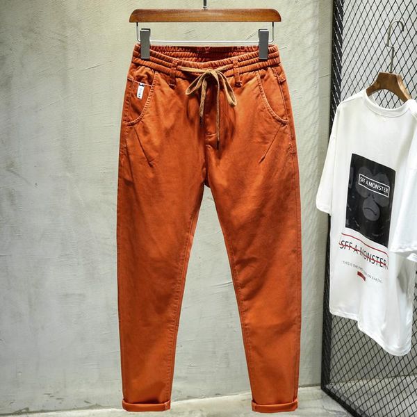 Pantalones para hombres DIMI elástico cordón cintura streetwear otoño pantalones masculino marca azul naranja moda casual harem calidad algodón