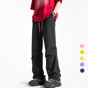 Pantalon homme Dopamine Dressing hommes glace soie femmes décontracté Streetwear parachutiste 2023 été tendance couleur vive pantalon