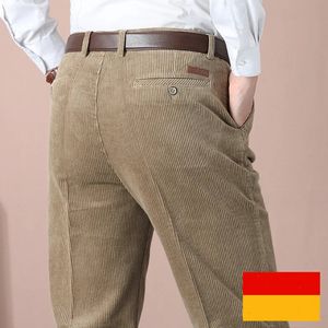 Herenbroek Dubbel Geplooid Corduroy Herenbroek Herfst Dikke Rechte Losse Kaki Zwarte Casual Broek Mannelijke Casual Broek Hoge Taille 231127