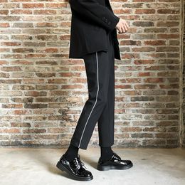 Pantalon masculin drapant neuf points k-style km mascules loisir hong kong style droit à jambes