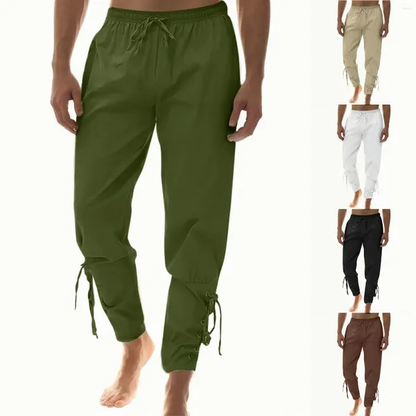 Pantalones para hombres Cordón Sólido Tobillo Hombres Traje Casual Estiramiento Estiramiento Flaco Hombre Pantalones Y2k Ropa Gimnasio Trabajo Pantalones