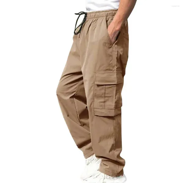 Pantalon pour homme avec cordon de serrage à la taille, streetwear cargo avec plusieurs poches pour un style confortable