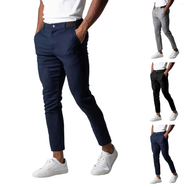 Pantalon pour hommes, robe, ceinture active, extensible, décontracté, respirant, haute élasticité, Business, polyvalent, coton, Slim