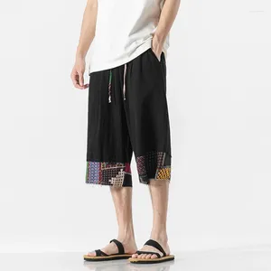 Herenbroek drop zomer mannen harajuku harem 2024 katoen joggers kalf-lengte mannelijke vintage Chinese stijl print broeken