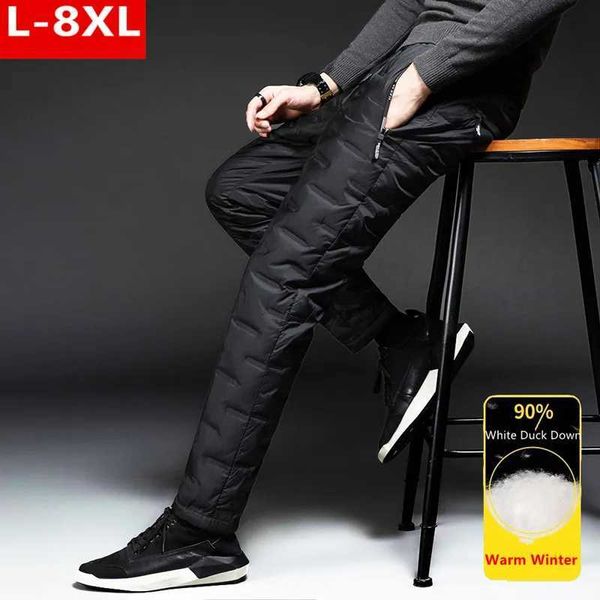 Pantalons pour hommes Pantalons en duvet de canard hommes en plein air ouatés hiver 8XL 7XL 6XL Jogger chaud imperméable pantalon thermique grande taille vêtements résistants au froid J231116