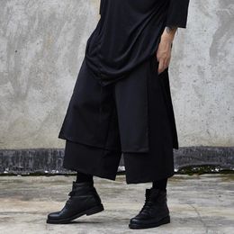 Herenbroeken Acht broeken Lente/zomer Yamamoto-stijl Donkerzwart Trendrok Valse 2 Losse wijde pijpen met wijde pijpen