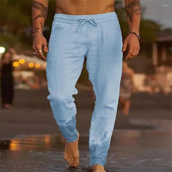 Pantalons pour hommes taille élastique hommes pantalons décontractés cordon de serrage polyvalent plage séchage rapide cheville pour