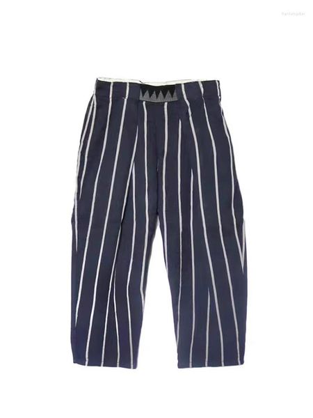 Pantalones de hombre Cintura elástica Raya Suelta Casual KAPITAL Unisex Pierna ancha Estilo oscuro para ropa de hombre