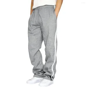 Pantalon de survêtement pour hommes, taille élastique, coupe ample, rayures latérales, Sport avec cordon de serrage, pour entraînement de gymnastique, Jogging, doux et respirant