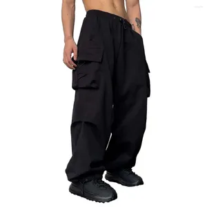 Pantalon pour hommes Élastique Tauge multi-poche Streetwear Cargo masculin avec design multi-poche taille haute pour le style de houblon