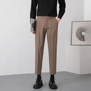 Pantalon masculin élégant mode harajuku slim fit ropa hombre lâche sport décontracté tout costume de correspondance pantalon poches solides jambe droite large