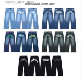 Herenbroeken Europeamerican Tide Merk Jeans Heren Dames Ins Explosie Modellen Merk Casual Denim Broek Straat Persoonlijkheid Ontwerp Afdrukken Jeans Q231201