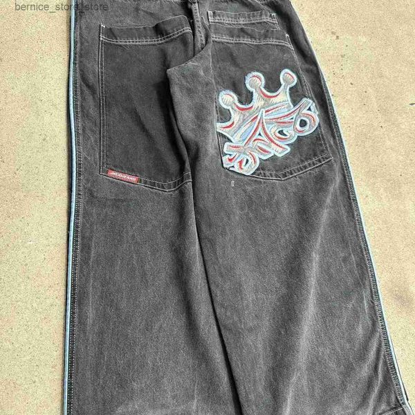 Pantalons pour hommes Pantalons Demin à lettres européennes et américaines High Street Vibe conçus Y2K par des jeans de niche masculins pour hommes toutes les saisons Pantalons à jambes larges mendiants Q231201