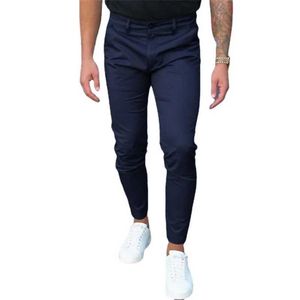 Herenbroeken Europese en Amerikaanse heren Solid Color Tight Pocket Zipper Business Casual Slim Fit Leggings J240429