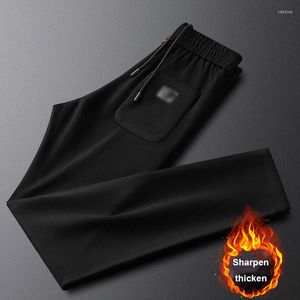 Pantalons pour hommes extra polaire et pantalons de sport épais hommes petit tricot droit hiver européen pantalons de survêtement tendance