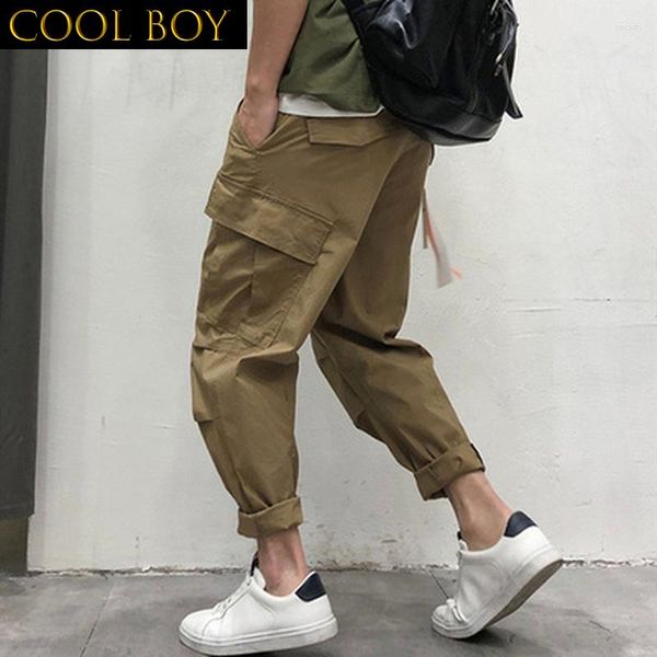 Pantalones de hombre F GIRLS Oversize Khaki Cargo para hombres Joggers pantalones de chándal Harajuku Jogging ropa de calle coreana Hip Hop empalmado