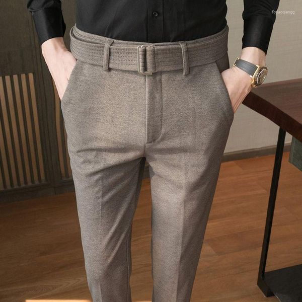 Pantalones de hombre otoño e invierno casual coreano traje engrosado masculino delgado negocios molienda