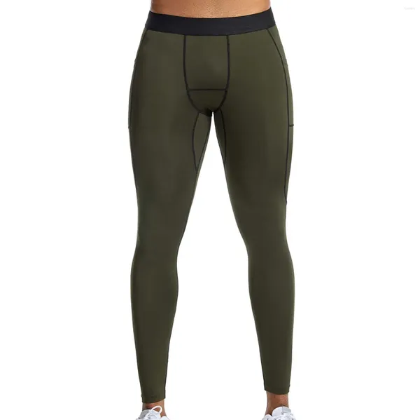 Pantalones de hombres otoño e invierno color sólido elástico secado rápido con flecos para hombres atuendos calientes fitness equipo