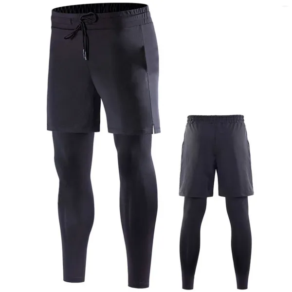 Pantalones de hombres Otoño e invierno Color sólido Elástico Leggings de secado rápido sudor viento de viento usan axila nuestro árbitro