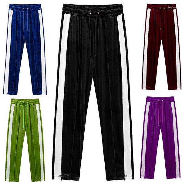 Pantalons pour hommes Farm4Far Hommes Femmes Velours Velours Droit Rayé Fermeture Éclair Bouton Hip Hop Survêtement Sweat