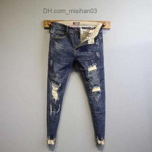 Pantalones de hombre Moda 2022 Moda Adolescentes Pantalones originales Pantalones ultra delgados Pantalones de hombre Primavera Gato Barba Calle Tear Hole Tobillo Jeans Z230731