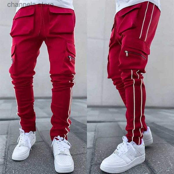 Pantalones de moda para hombres Pantalones de carga para hombres Spring y otoño Nuevos deportes y fitness de ocio Pantalones de entrenamiento de jogger reflexivo T240227