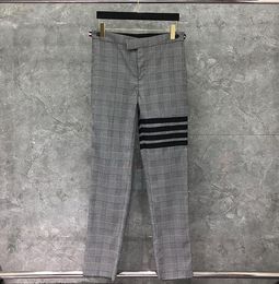 Herenbroeken Modemerk Pak Gray Plaid Business Striped Spring en Autumn Formal Trousers