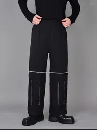 Pantalons pour hommes Marque de mode Zipper Décoration Large Jambe Coiffeur Lâche et tendance Polyvalent Casual