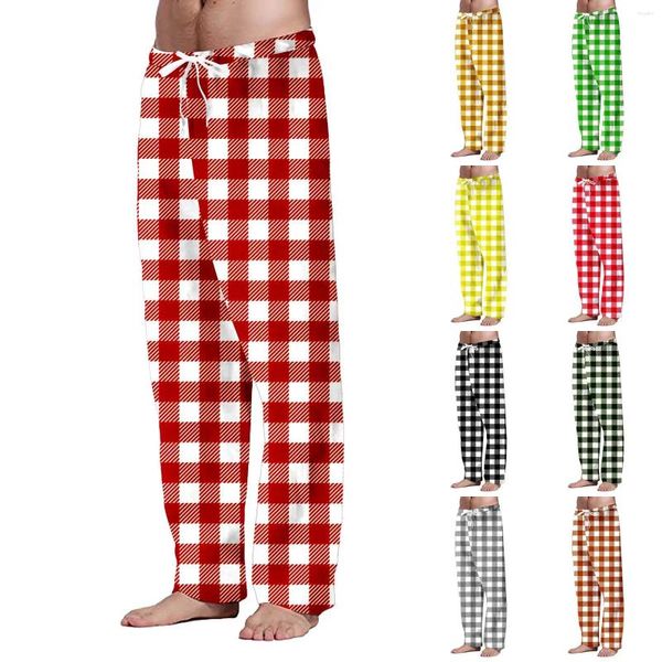 Pantalones de hombres moda casual a cuadrosas sueltas pijama pijama estrella potencia cálida cómoda