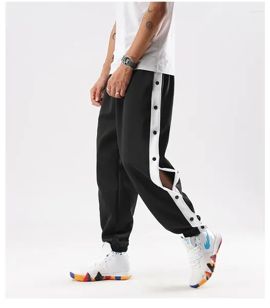 Pantalones de hombre Moda Casual Pecho lateral Deportes Piernas sueltas Botón abierto completo Pantalones de baloncesto