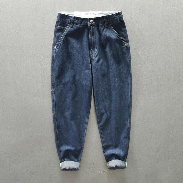 Pantalones de hombre de moda de mezclilla de algodón para hombre estilo coreano de Japón gris azul negro pantalones vaqueros casuales sueltos para hombre 2023 primavera