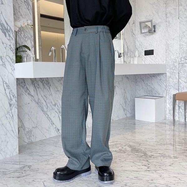 Pantalon homme mode homme pantalon Oversize Plaid droit taille haute élastique décontracté bas printemps automne Design Chic pantalon à carreaux hommes