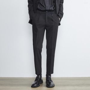 Pantaloni da uomo Moda uomo Abito alla caviglia Pieghettato Pantaloni su misura Bussines Abito casual Pantalone Primavera Autunno Coreano Elastico