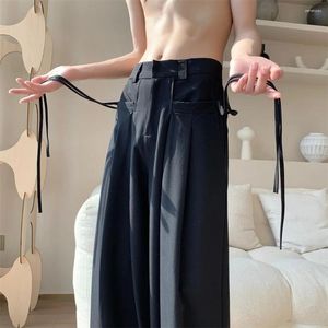 Herenbroek Fashion Men Casual Koreaanse stijl mannelijke breedbeen broek Streetwear losse pantalones 2024 Leer rechtop