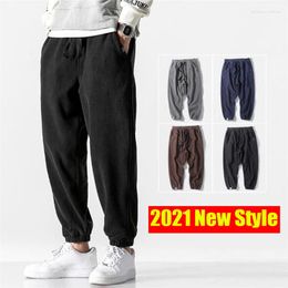 Herenbroek mode mannen harem 2023 lente warme fleece broek Japanse stijl buiten jogger sport man man losse pantaloni da uomo