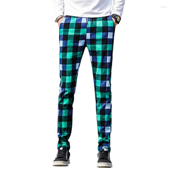 Pantalons pour hommes mode hommes vêtements de maison droite décontracté affaires vert coton Super doux survêtement pantalons de survêtement à carreaux pyjama crayon 5XL